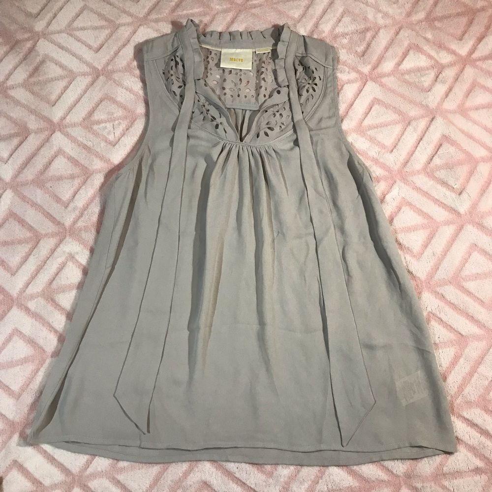 Maeve Anthropologie  Grey Light Weight Sheer Tank Top Womens Size 2 Small P1189